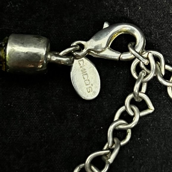 Vintage Chicos 5 Strand Corded Necklace W/Heavy Silver Tone Leaf Pendant (3693) - Picture 6 of 7